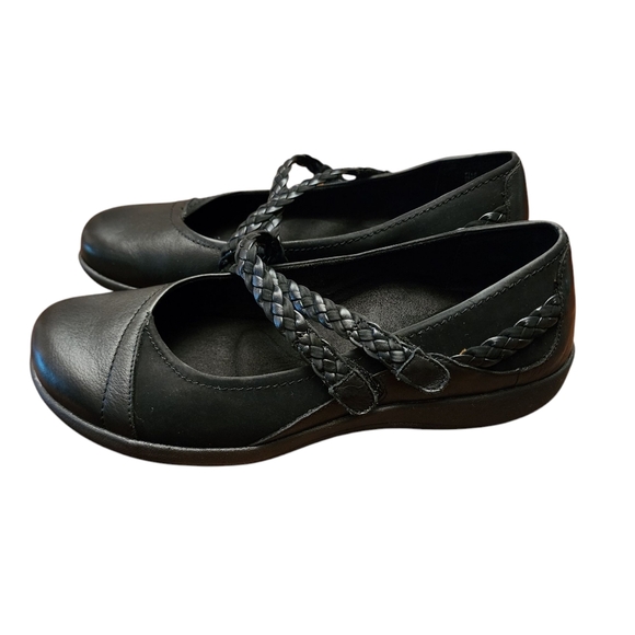 Aetrex Annie Mary Jane Black Leather Shoes Size 10 Wide - Picture 2 of 11